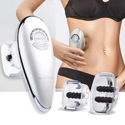 Advanced cellulite treatment device with interchangeable heads for smoother, firmer skin on the abdomen area.