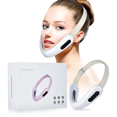 Advanced facial lifting massager for skin tightening and rejuvenation, featuring user-friendly design and packaging.